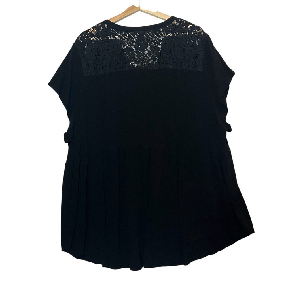 Torrid 4 Women Top Plus Size 4X Black Stretch Short Sleeve Lightweight Lace - Picture 2 of 9